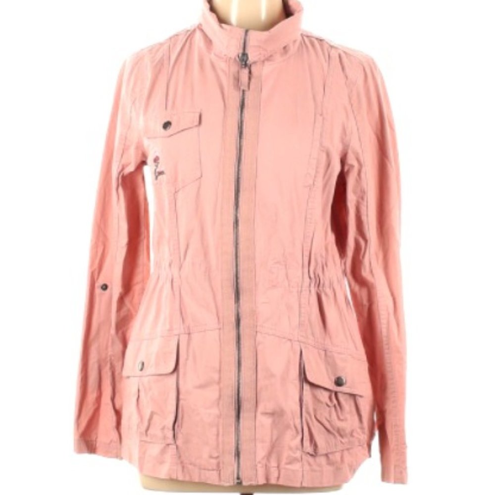 Rose Cargo Jacket with Flower Embroidery
